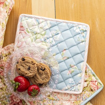 April Cornell Blanche Mist Patchwork Potholders, set of 2