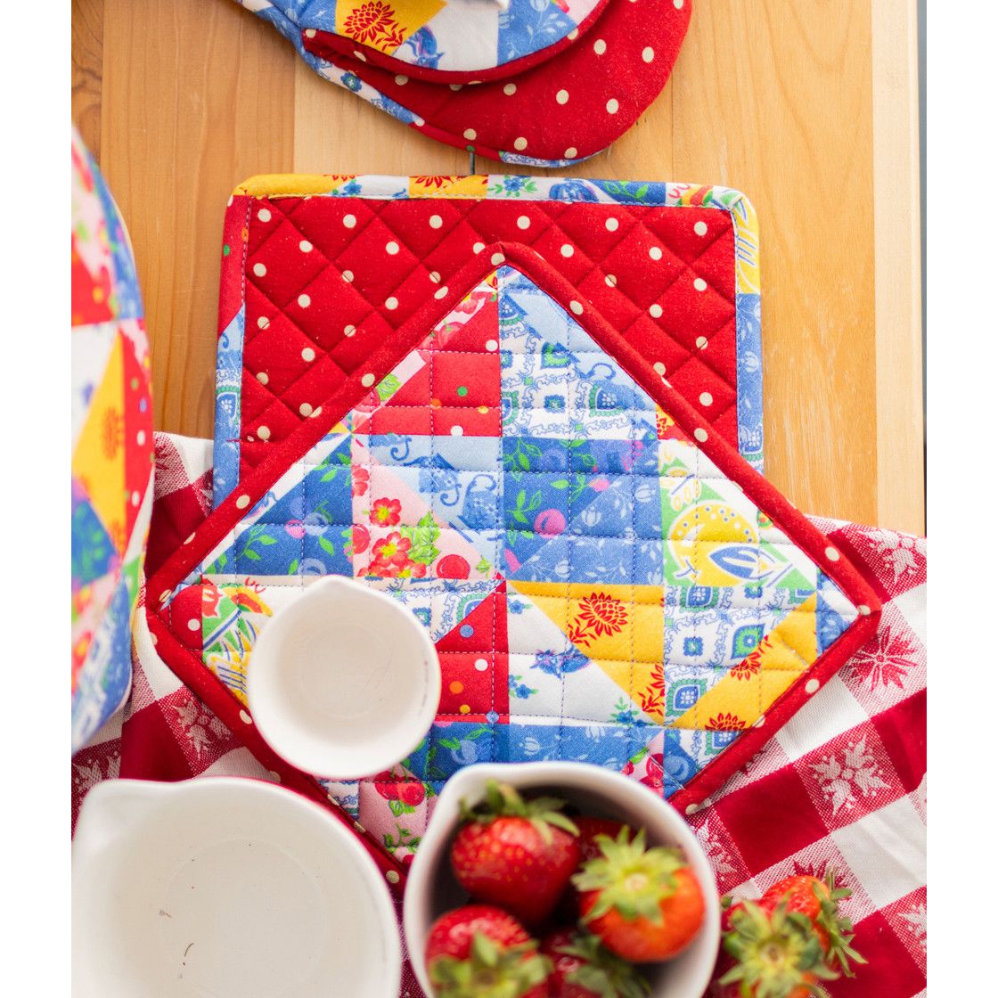 April Cornell Primary Patchwork Potholders, set of 2