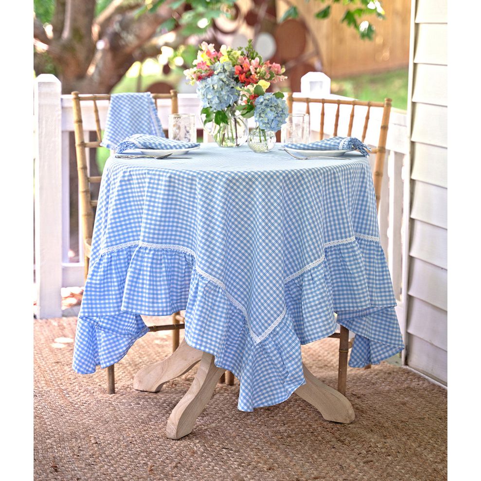 April Cornell 60x60" Blue Cottage Gingham Tablecloth