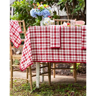 April Cornell 60x90" Watermelon Plaid Tablecloth