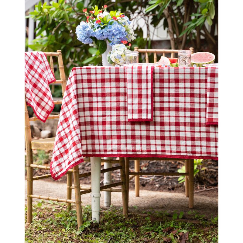 April Cornell 60x90" Watermelon Plaid Tablecloth