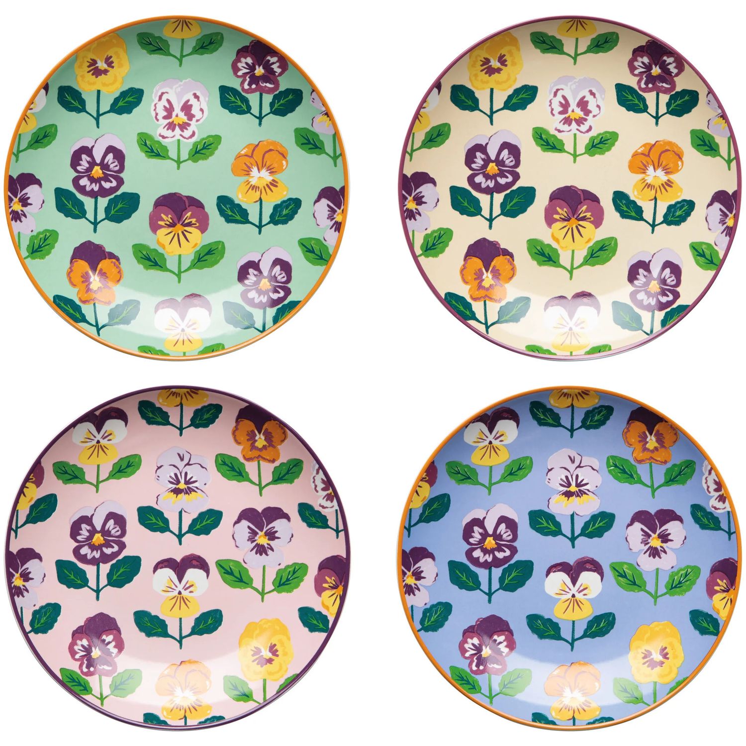 Pansy Appetizer Plates, set of 4