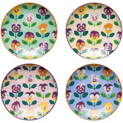Pansy Appetizer Plates, set of 4