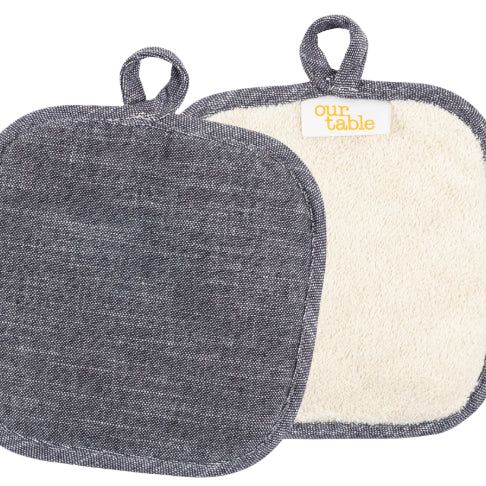 Black Chambray Potholders, set of 2