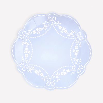 Blue Rococo Dessert Plates, set of 8