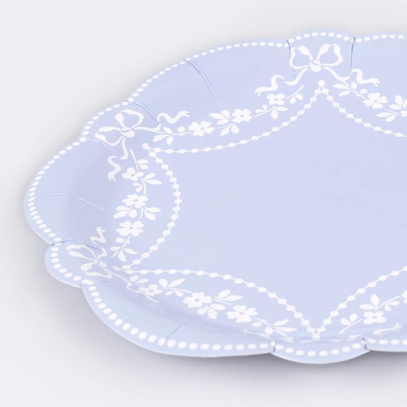 Blue Rococo Dessert Plates, set of 8