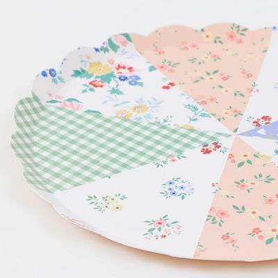 Patchwork Paper Dessert Plates, set of 8