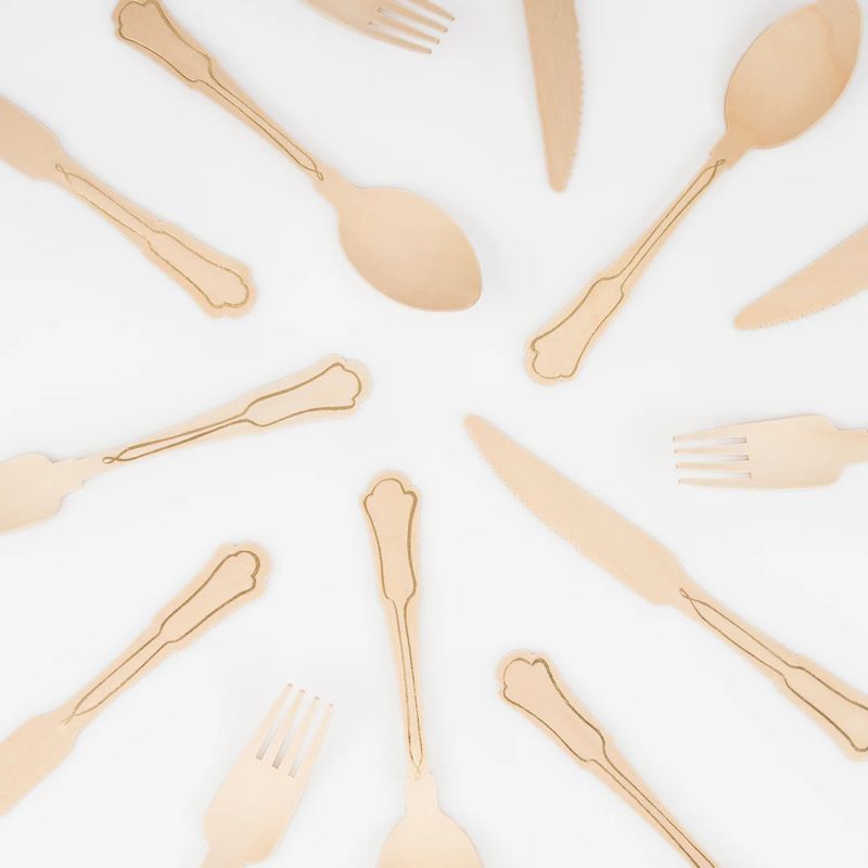 Elegant Wood Cutlery, set of 24