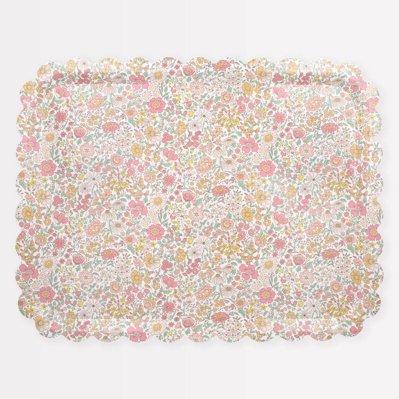 17x13" Pink Floral Serving Tray