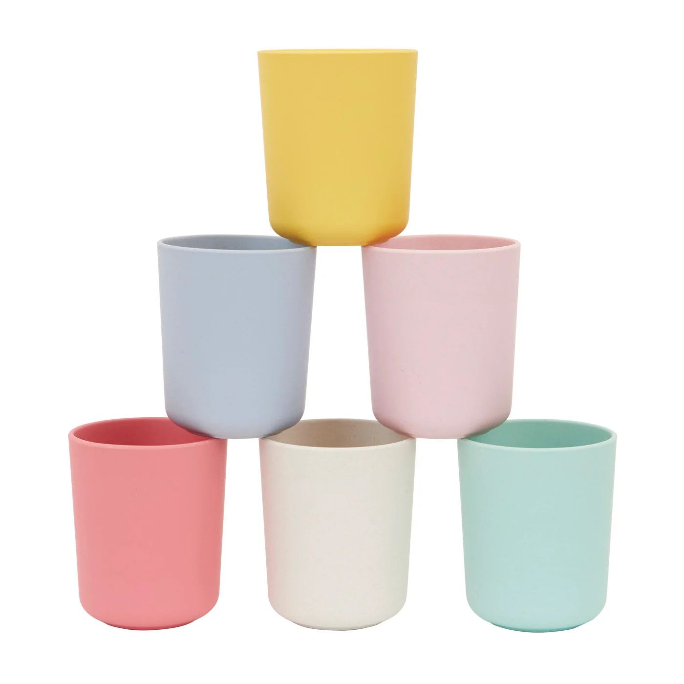 Multi Color Bamboo Cups, set of 6