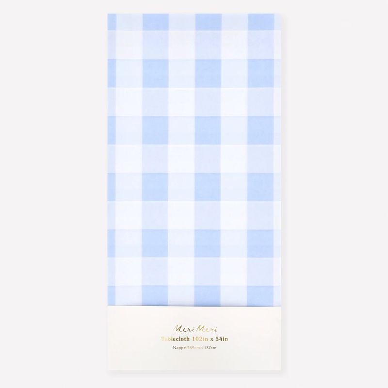 102x54" Blue Gingham Paper Tablecloth