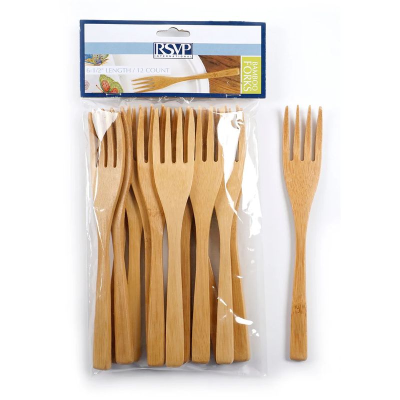 Bamboo Reusable/Disposable Forks, set of 12