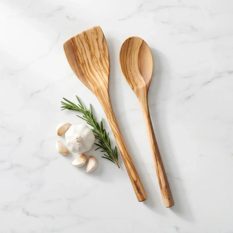 Tovolo Olive Wood Spoon and Turner Set