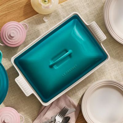 Le Creuset 4 quart Heritage Bleu Riviera Casserole &amp; Lid