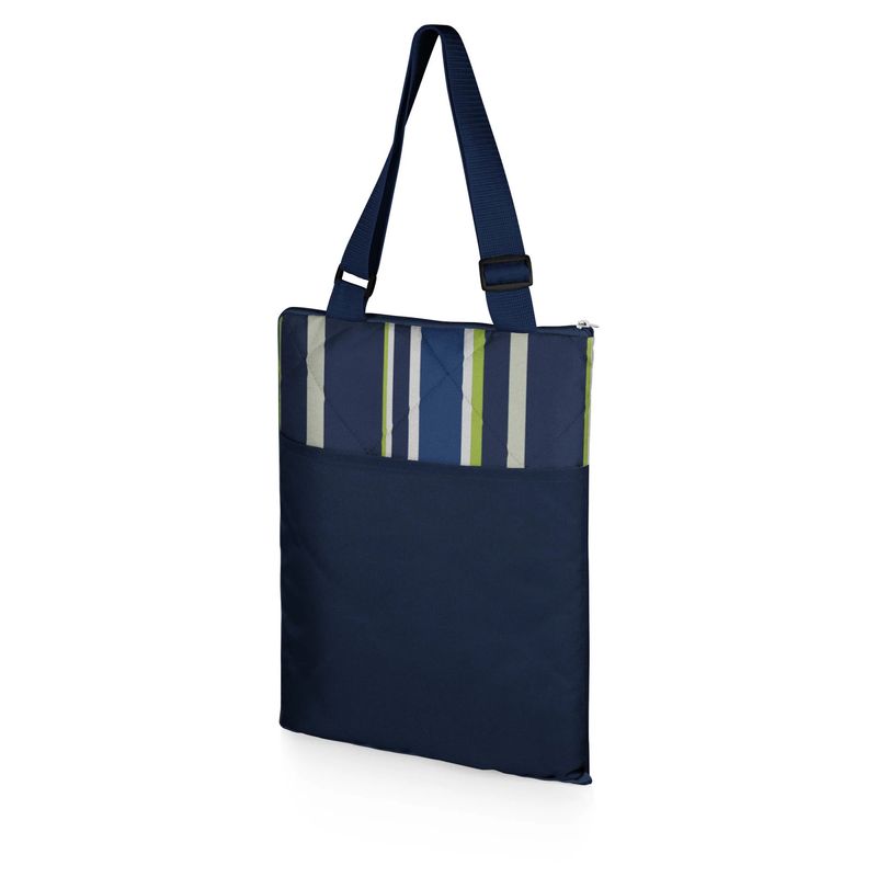 PicnicTime 59x51" Blue Stripe Washable Picnic Blanket