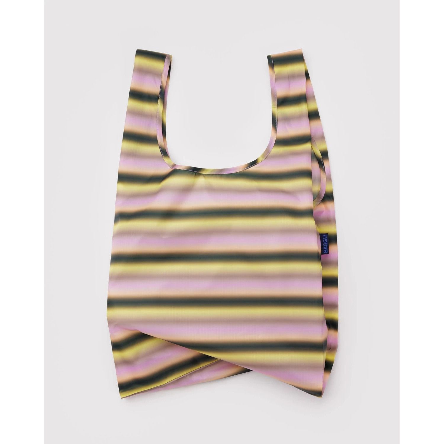 Pink &amp; Yellow Gradient Stripe Baggu Reusable Tote Bag