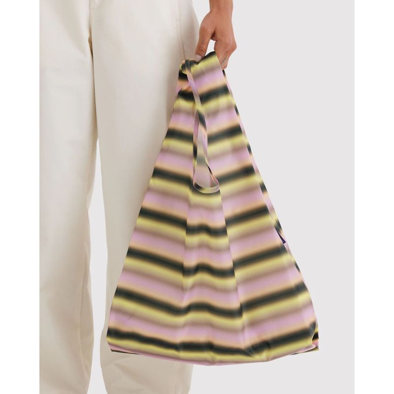 Pink &amp; Yellow Gradient Stripe Baggu Reusable Tote Bag