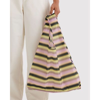 Pink &amp; Yellow Gradient Stripe Baggu Reusable Tote Bag
