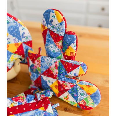 April Cornell Primary Patchwork Oven Mitts, set of 2