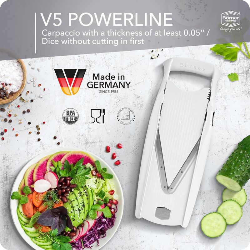 White V5 Mandoline Slicer with Attachments