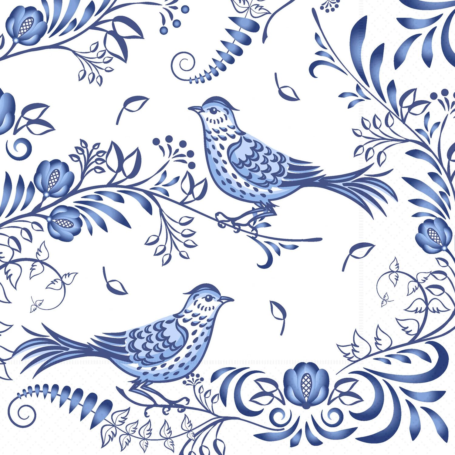Porcelain Bird Cocktail Napkins, set of 20