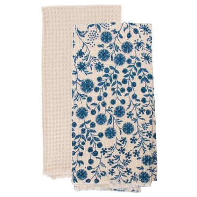 Navy Dandelion Dishtowels, set of 2
