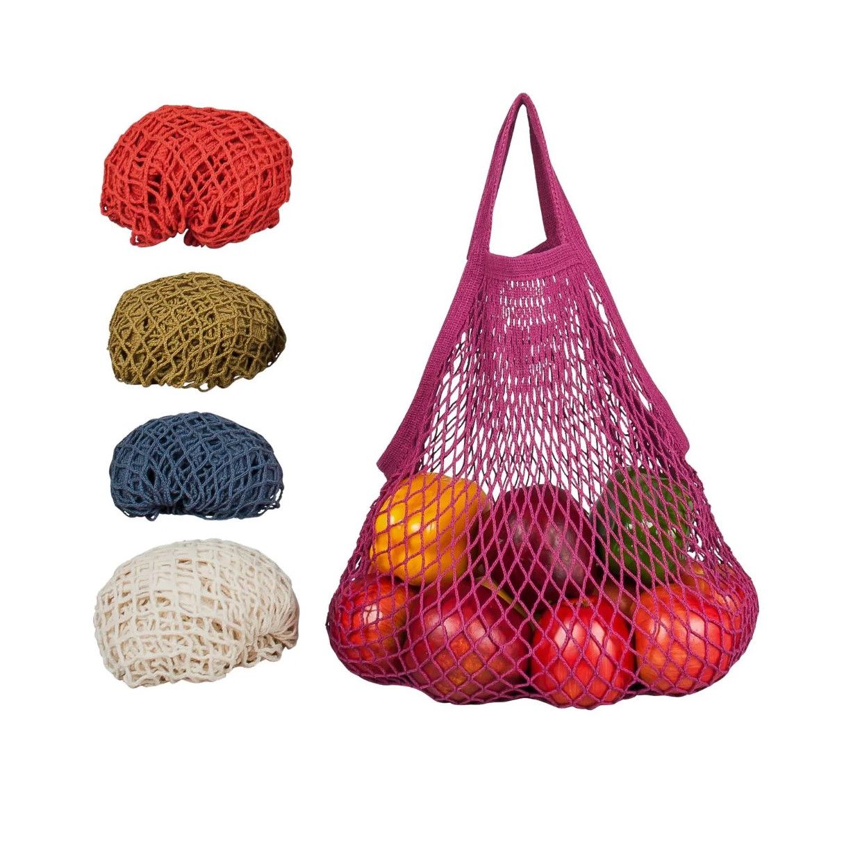 EcoBags Short Handle Earth Tone Net Tote Bag, Assorted Colors