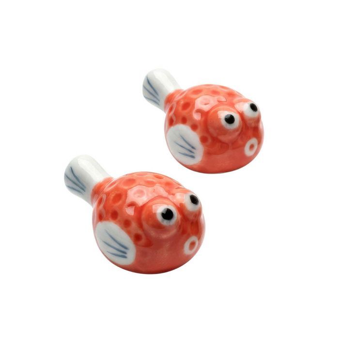 Bamboo Chopsticks &amp; Ceramic Fish Rests, 2 pairs