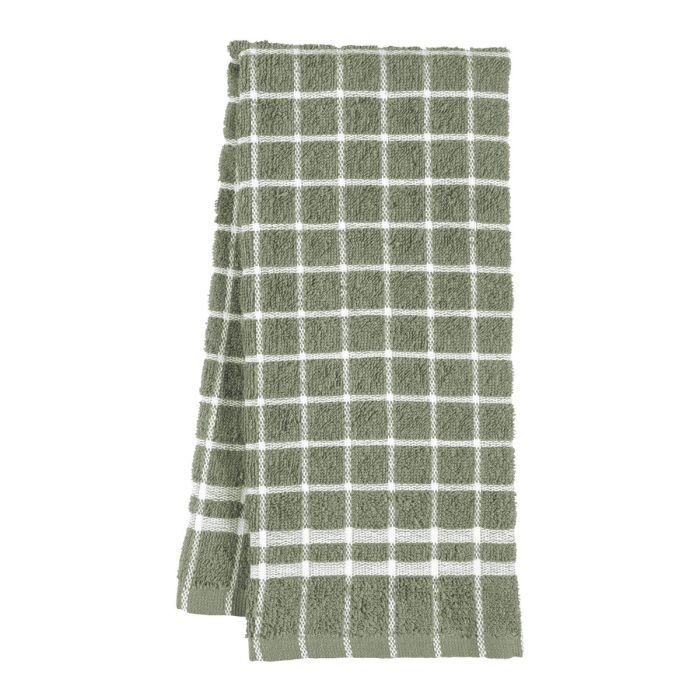 Green &amp; White Terry Dishtowel