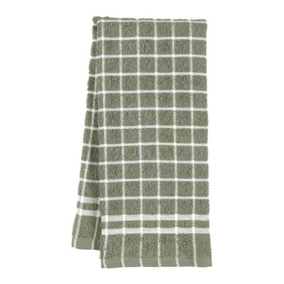 Green &amp; White Terry Dishtowel