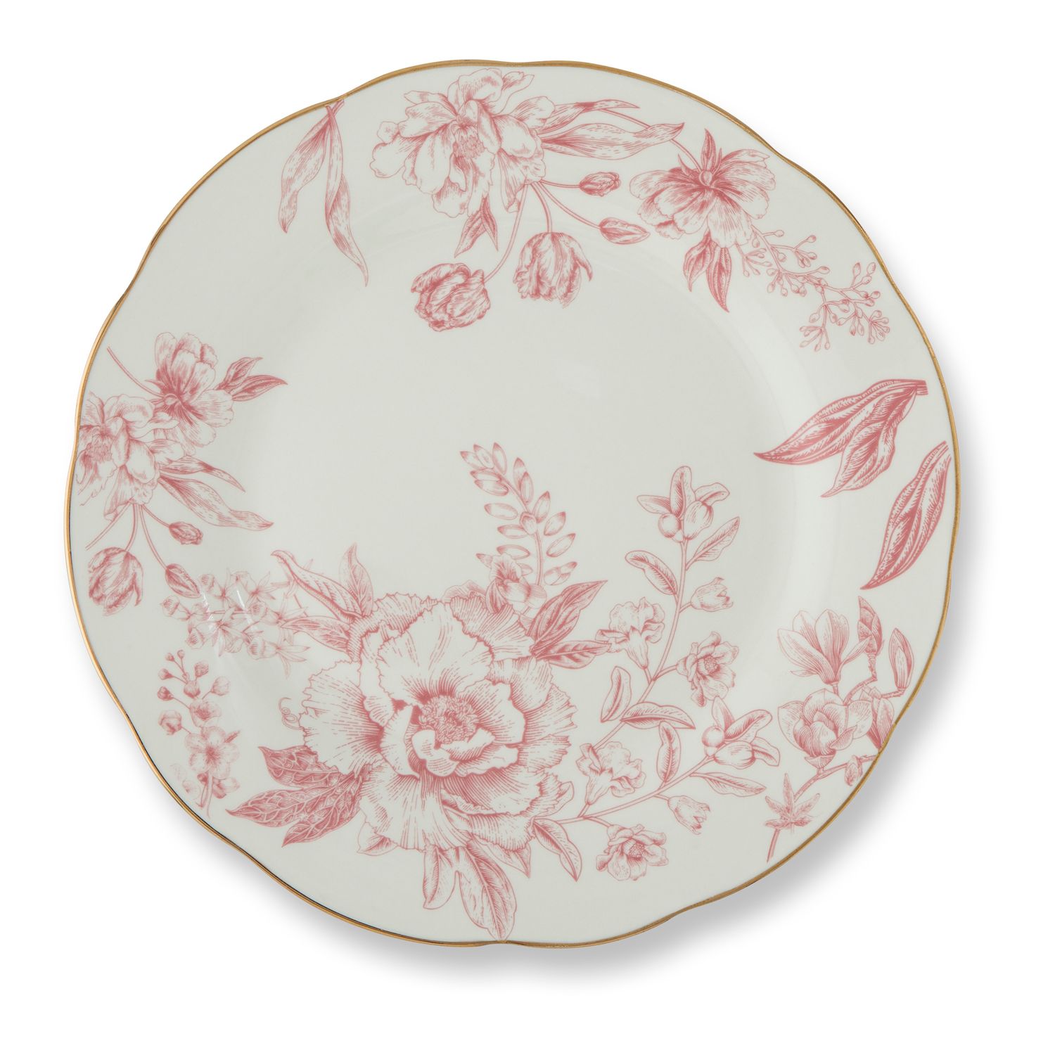 8" Vintage Pink Toile Dessert Plate