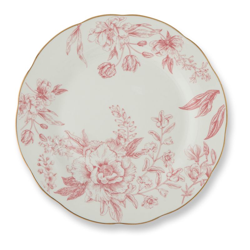 8" Vintage Pink Toile Dessert Plate