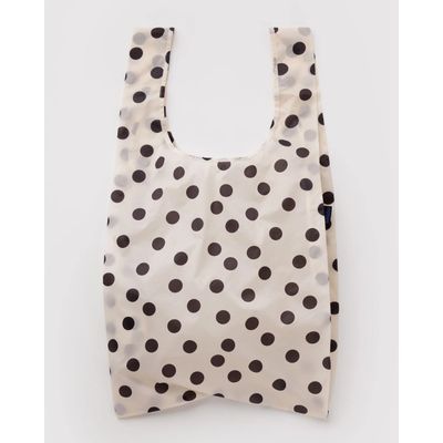Cream &amp; Black Polka Dot Big Baggu Large Reusable Tote Bag