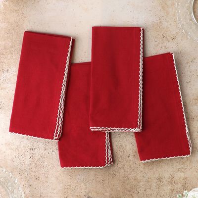 April Cornell Cottage Red Napkins, set of 4