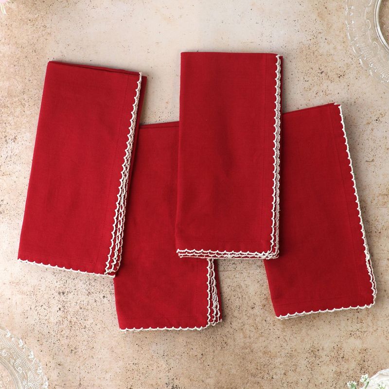 April Cornell Cottage Red Napkins, set of 4