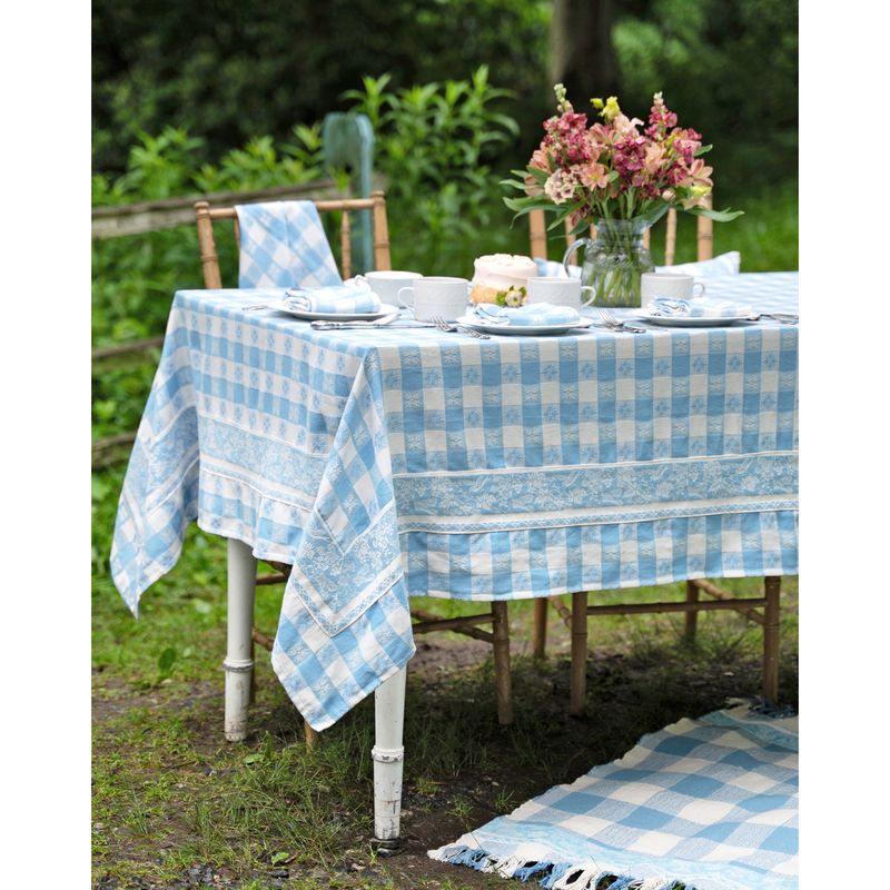 April Cornell 60x90" Jacquard Blue Tablecloth