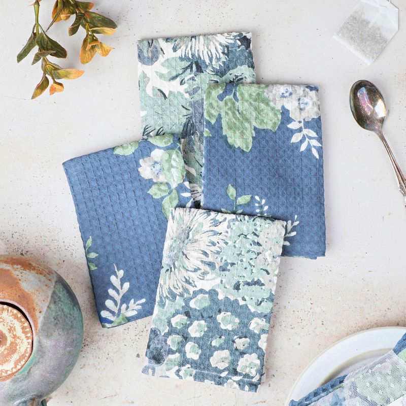 April Cornell Blue Story Dishcloths set of 4