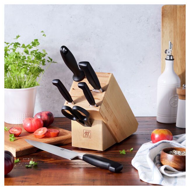 Zwilling Henckels 7 piece Four Star Knife Set with Natural Birch Block