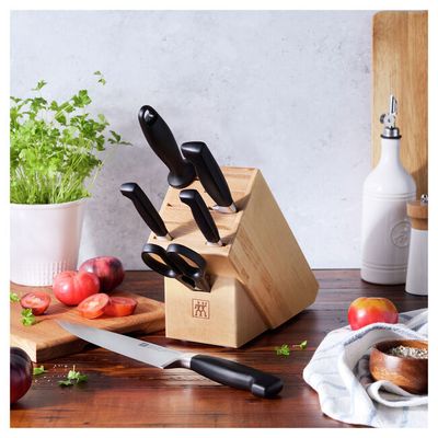 Zwilling Henckels 7 piece Four Star Knife Set with Natural Birch Block