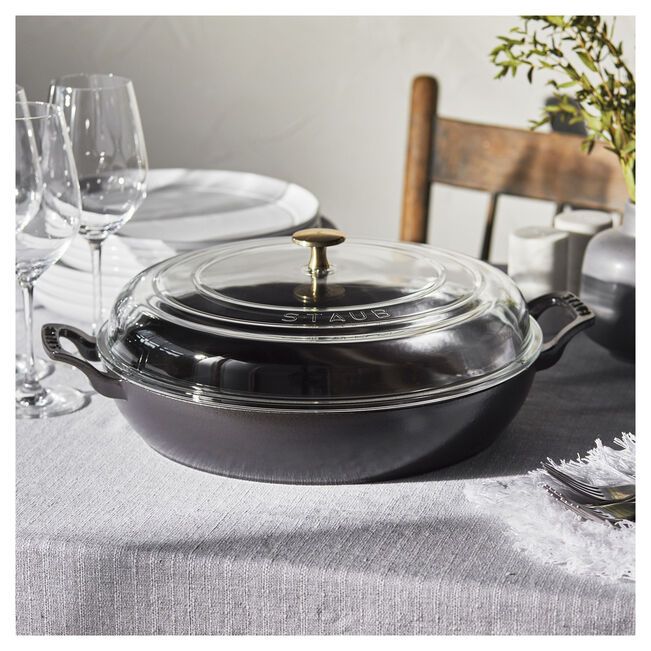 Staub 3.5 quart Matte Black Braiser with Glass Lid
