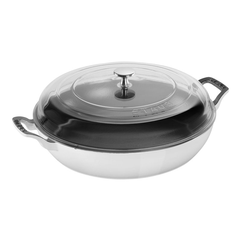 Staub 3.5 quart White Braiser with Glass Lid