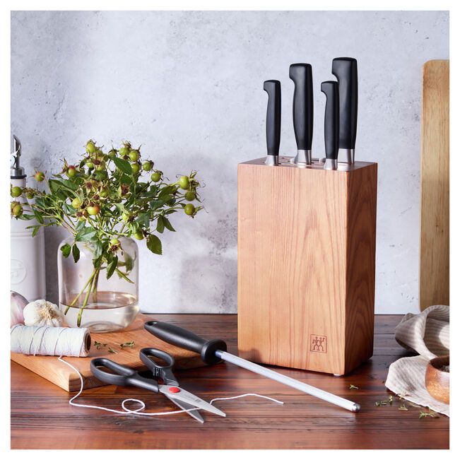 Zwilling Henckels 7 piece Set with Brown Ash Knife Block