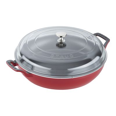 Staub 3.5 quart Cherry Red Braiser with Glass Lid