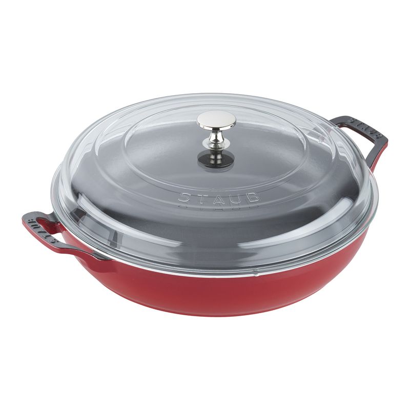 Staub 3.5 quart Cherry Red Braiser with Glass Lid