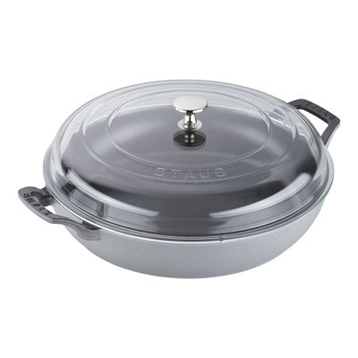 Staub 3.5 quart Graphite Grey Braiser with Glass Lid