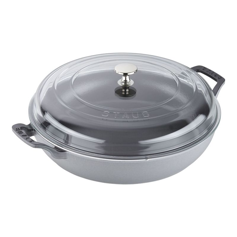 Staub 3.5 quart Graphite Grey Braiser with Glass Lid