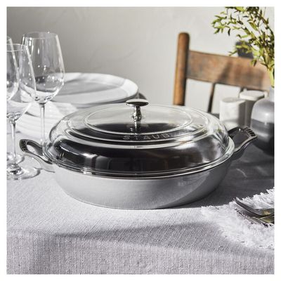 Staub 3.5 quart Graphite Grey Braiser with Glass Lid