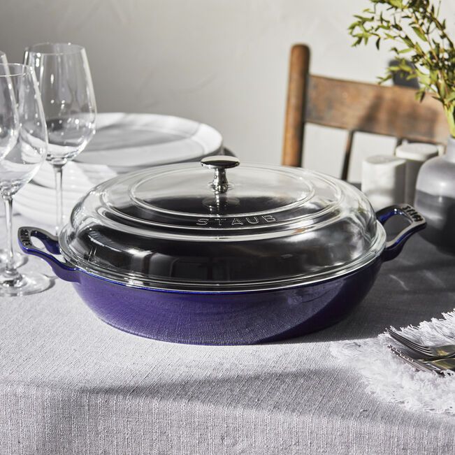 Staub 3.5 quart Dark Blue Braiser with Glass Lid