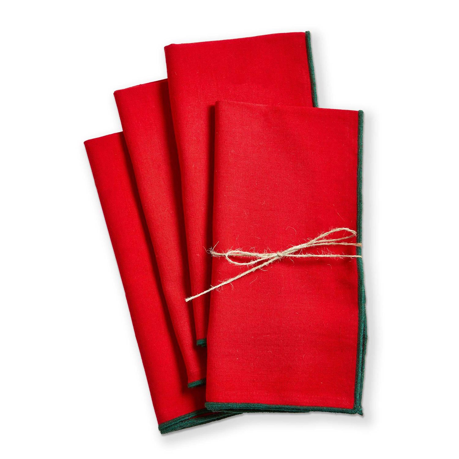 Red Embroidered Napkins, set of 4