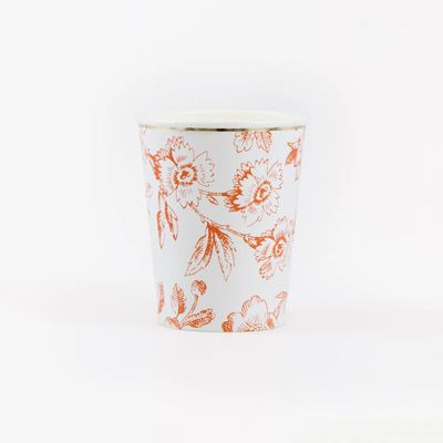 Orange Toile Paper Cups, set of 8